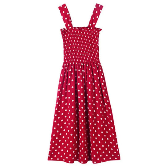 Polka Dot ermeløs fritidskjole for kvinner
