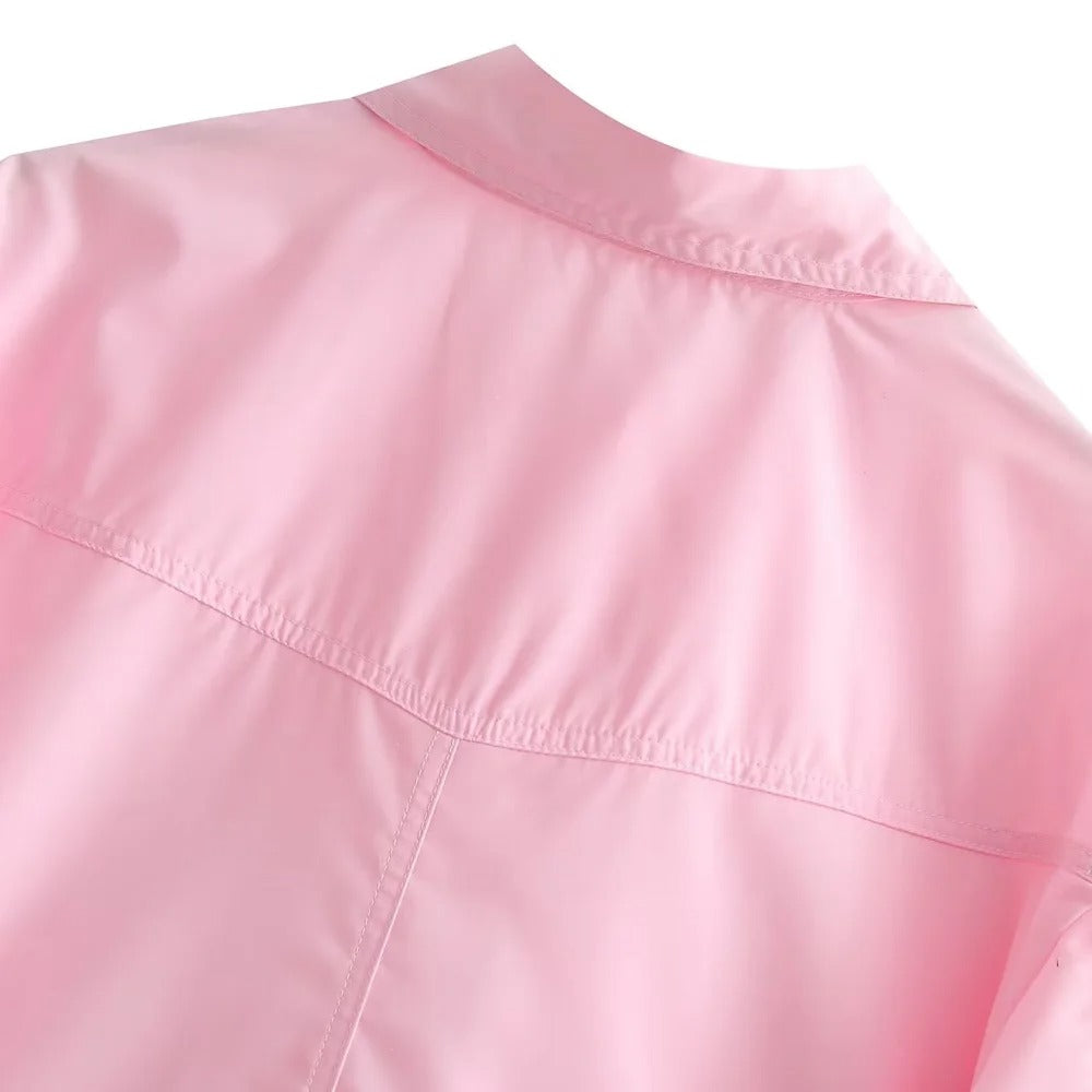 Loose Cropped Poplin skjorte for kvinner