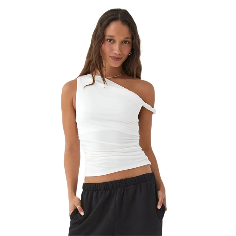 Off-Shoulder kort tank-top for kvinner