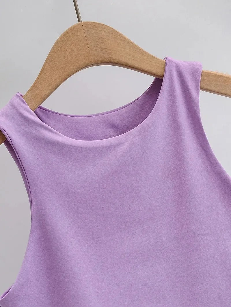 Ermeløs O-hals Slim Fit Tank Top for kvinner