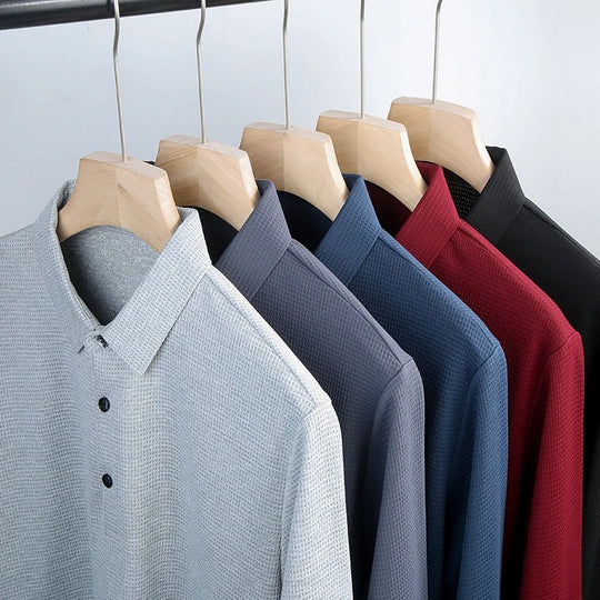 Business Casual langermet poloskjorte for menn