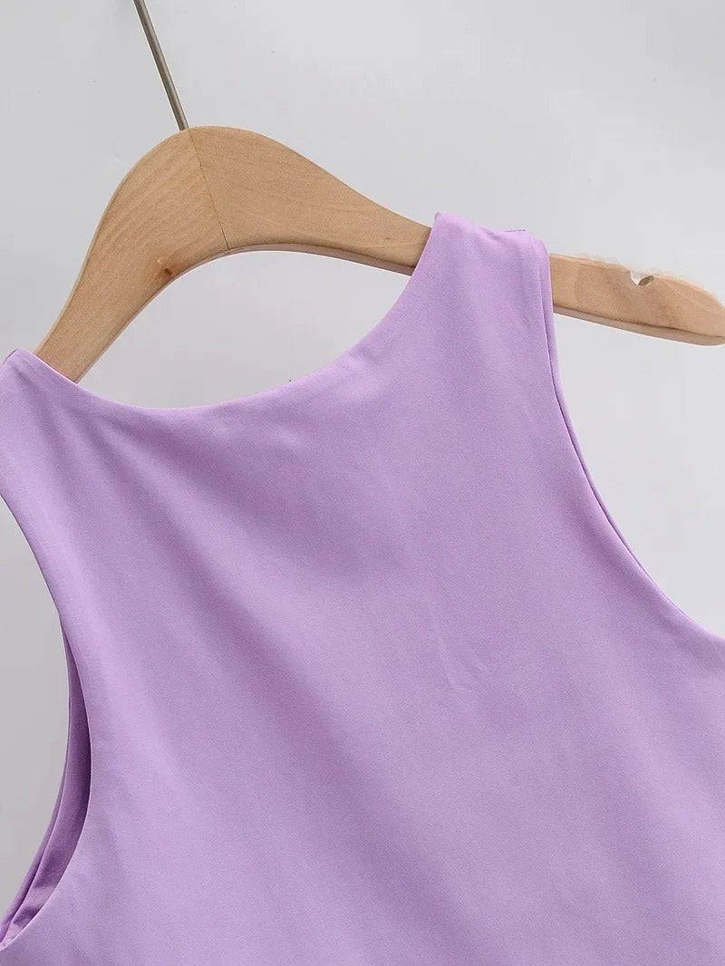 Ermeløs O-hals Slim Fit Tank Top for kvinner