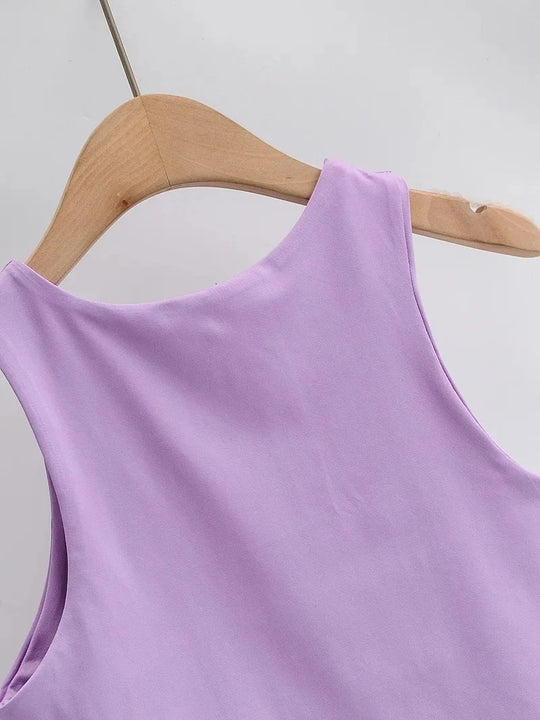 Ermeløs O-hals Slim Fit Tank Top for kvinner