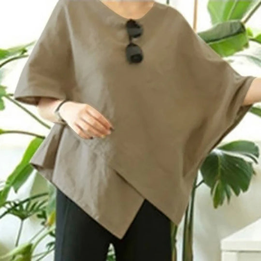Asymmetrisk halv ermet bluse for kvinner