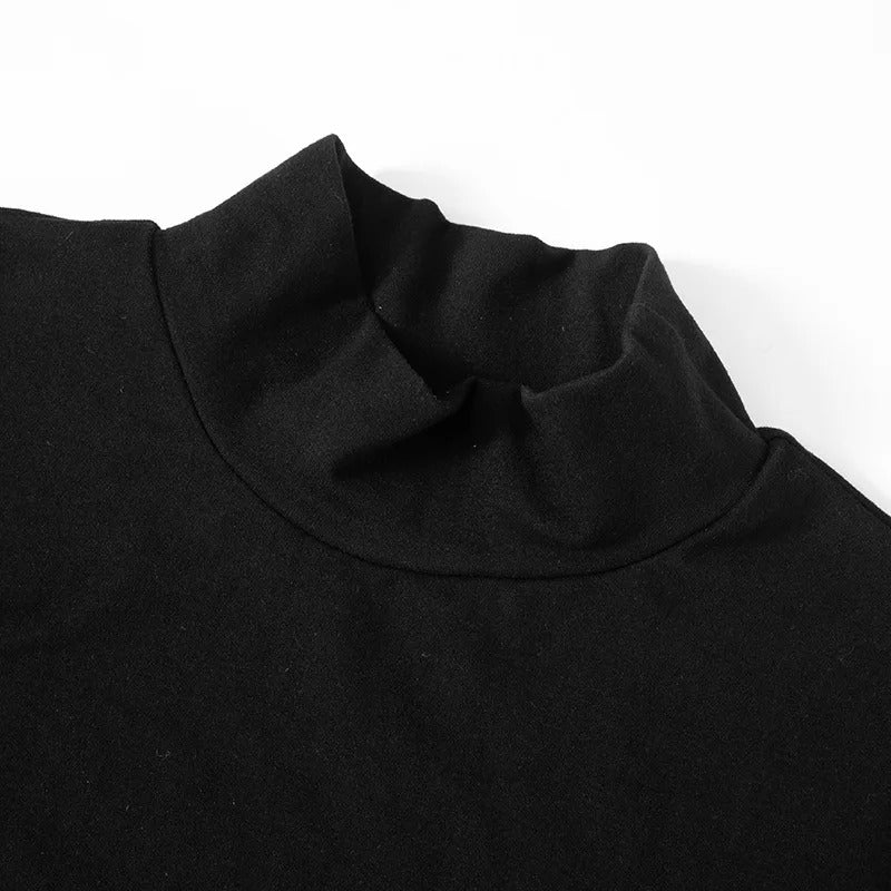 Kvinners patchwork turtleneck bodycon-kjole