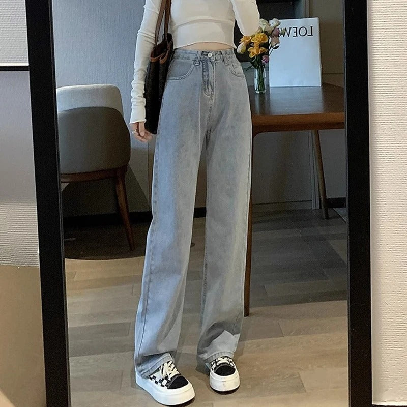 Vintage jeans med vide ben for kvinner