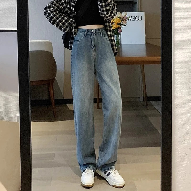 Vintage jeans med vide ben for kvinner