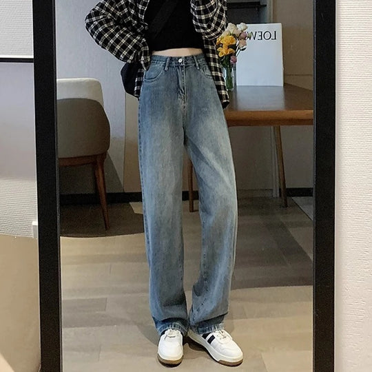 Vintage jeans med vide ben for kvinner