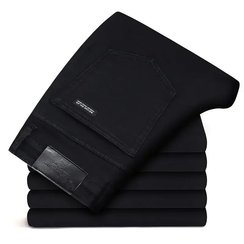 Svart stretch-bikerjeans for menn