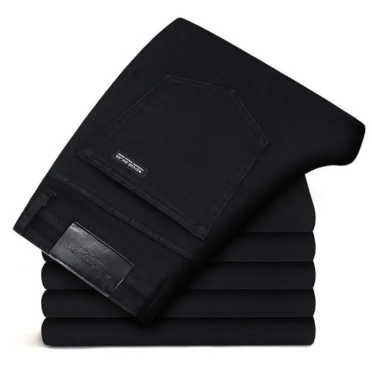 Svart stretch-bikerjeans for menn