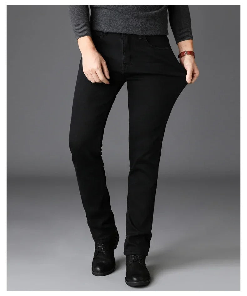 Svart stretch-bikerjeans for menn