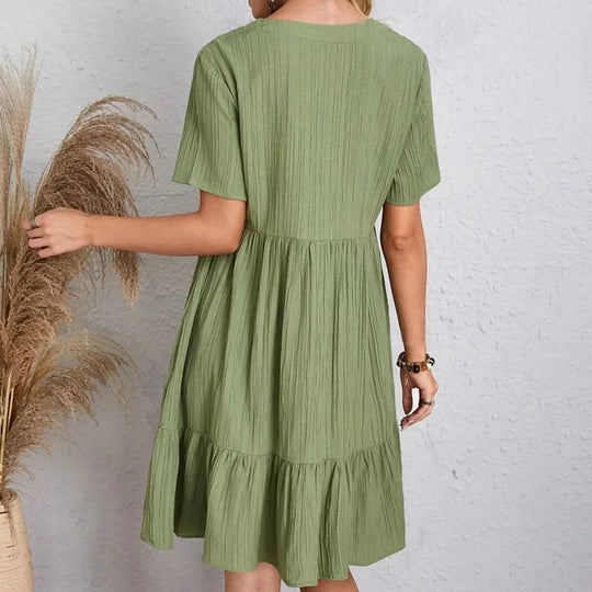 Peplum Fit Flare kjole med V-hals for kvinner