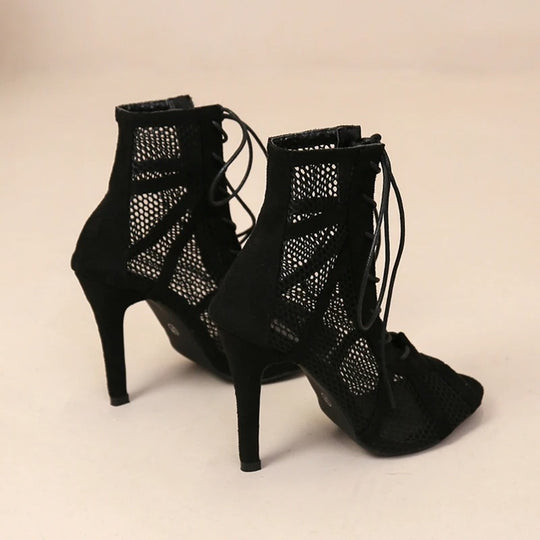 Dame-sandaler med Peep Toe-hæl i mesh