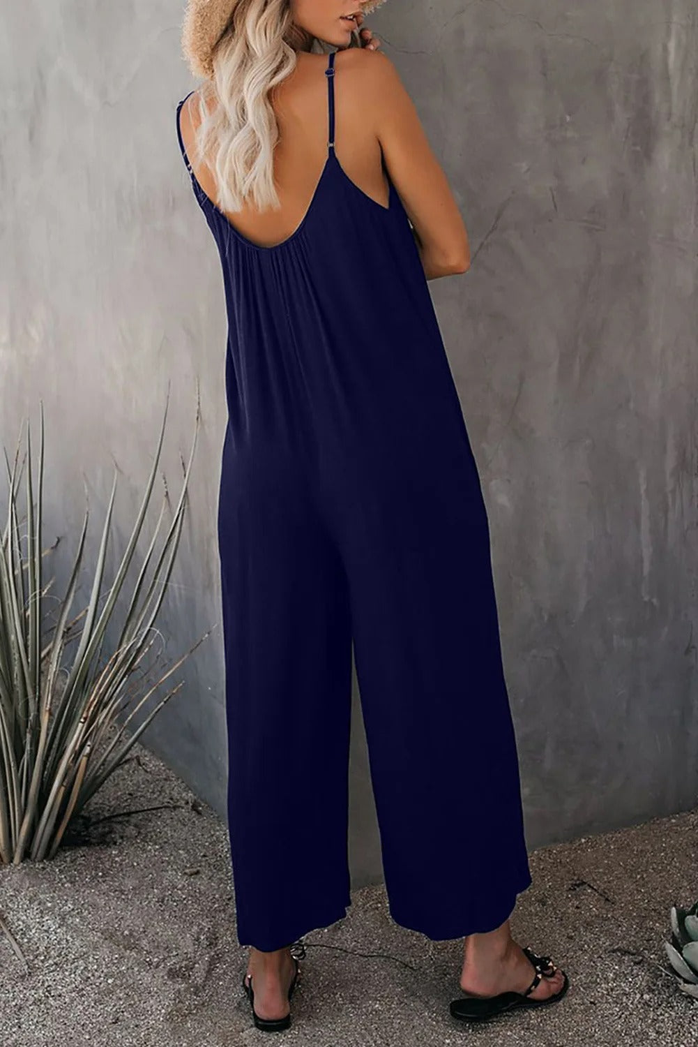 Dame V-hals Loose Fit Suspender Jumpsuit
