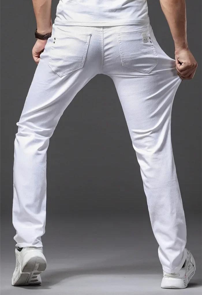 Klassisk hvit slim fit-jeans for menn