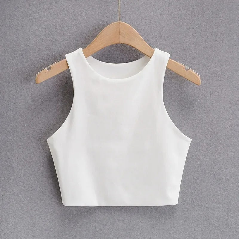 Ermeløs O-hals Slim Fit Tank Top for kvinner