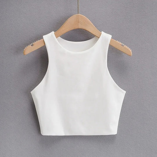 Ermeløs O-hals Slim Fit Tank Top for kvinner