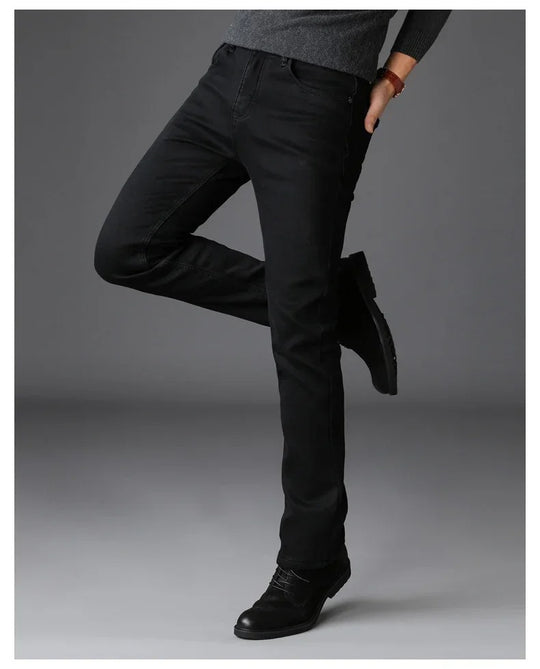 Svart stretch-bikerjeans for menn