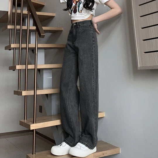 Vintage jeans med vide ben for kvinner