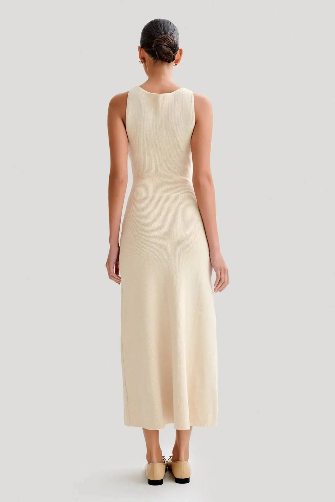 Button-up strikket Bodycon-kjole for kvinner