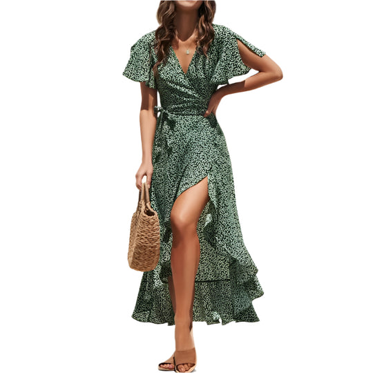 Blomster Boho Chiffon Maxikjole for kvinner