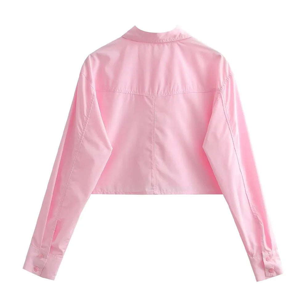 Loose Cropped Poplin skjorte for kvinner