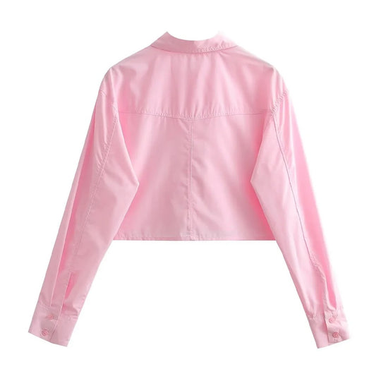 Loose Cropped Poplin skjorte for kvinner