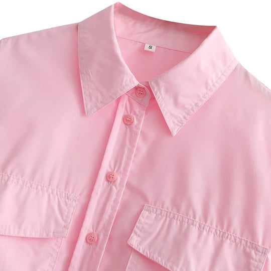 Loose Cropped Poplin skjorte for kvinner