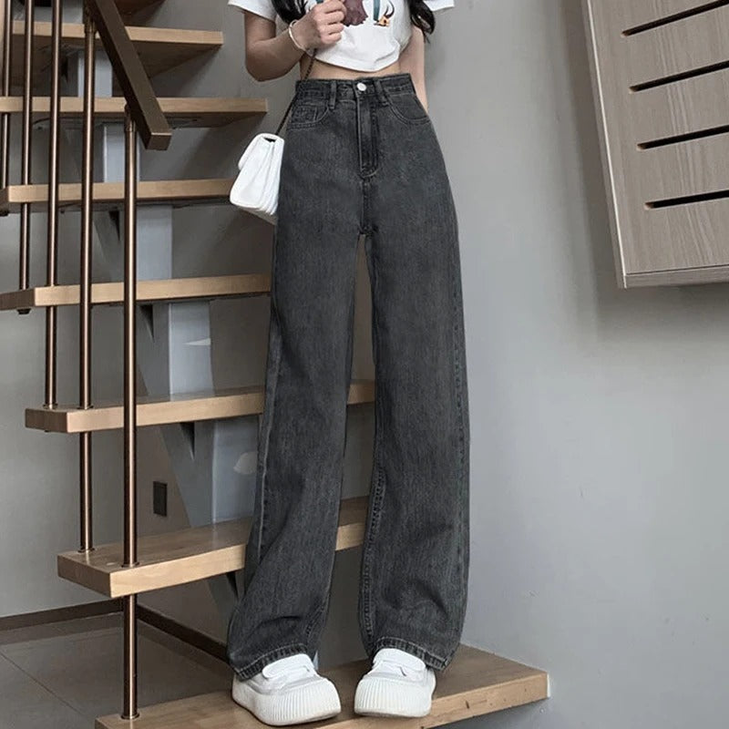 Vintage jeans med vide ben for kvinner