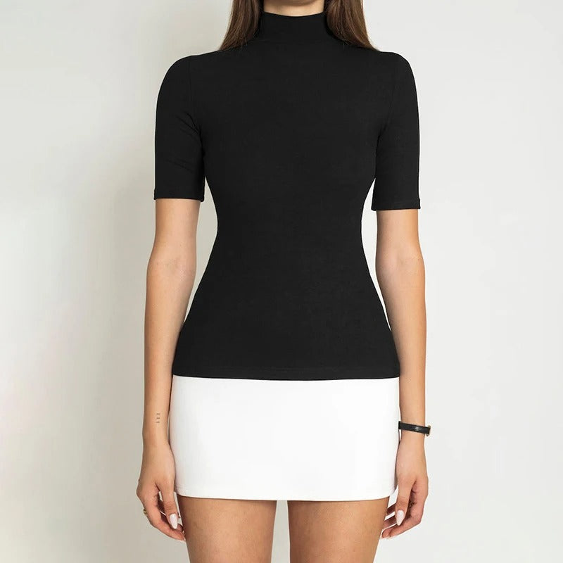 Kvinners patchwork turtleneck bodycon-kjole