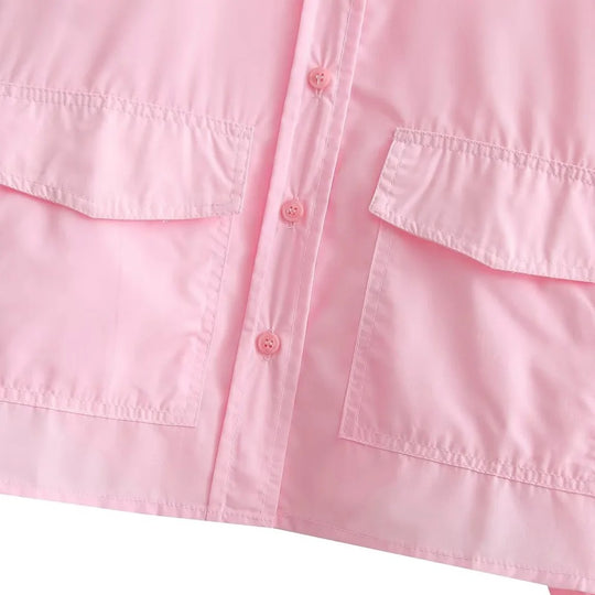 Loose Cropped Poplin skjorte for kvinner