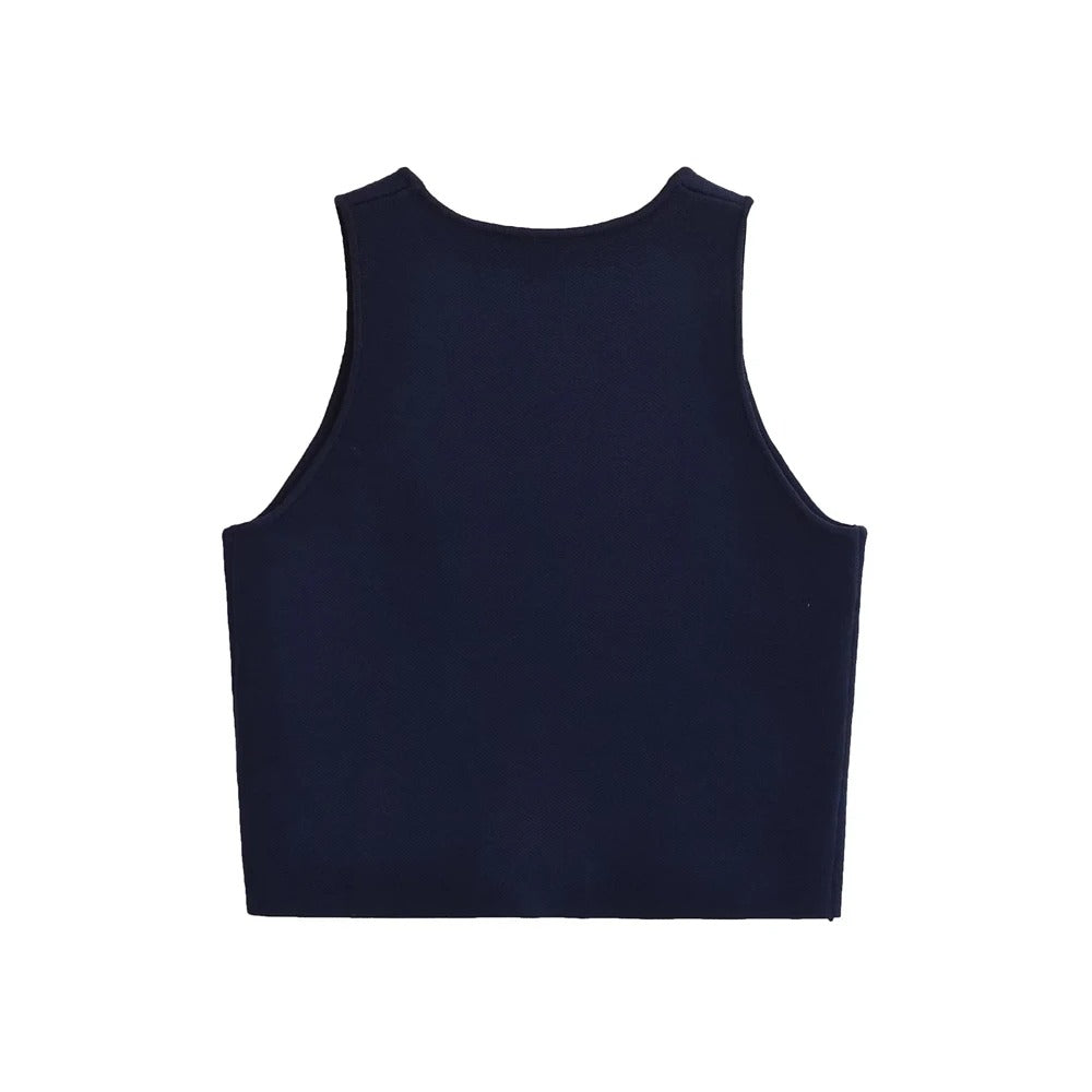 Cropped strikket vest for kvinner