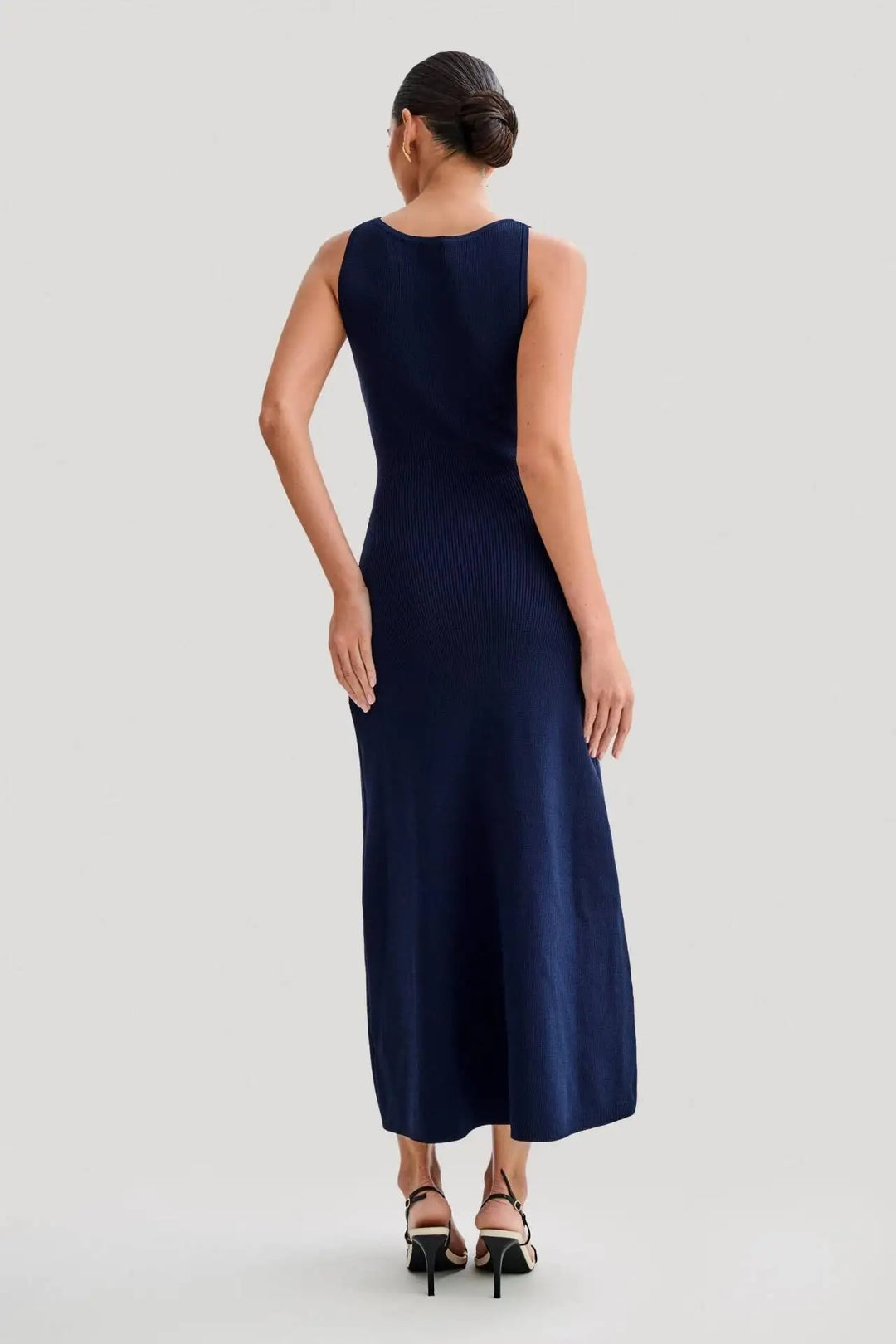 Strikket ermeløs bodycon-kjole med knapp opp for kvinner