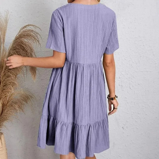 Peplum Fit Flare kjole med V-hals for kvinner