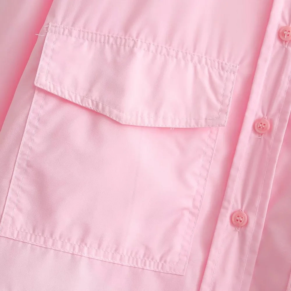 Loose Cropped Poplin skjorte for kvinner