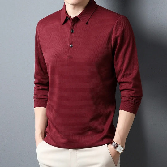 Business Casual langermet poloskjorte for menn