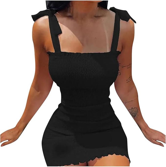 Dame off-shoulder sheath mini strandkjole