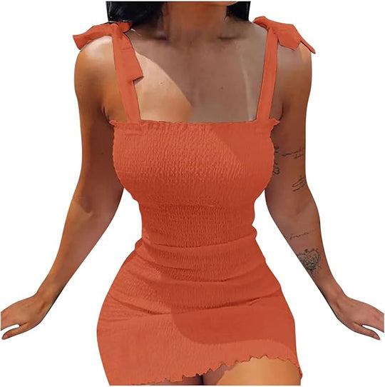 Dame off-shoulder sheath mini strandkjole