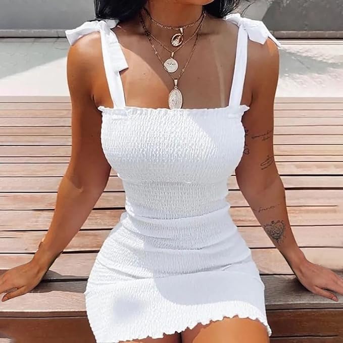 Dame off-shoulder sheath mini strandkjole