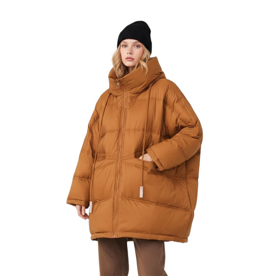 Dunjakke Dame Med Hette Lang Design For Vinterbruk