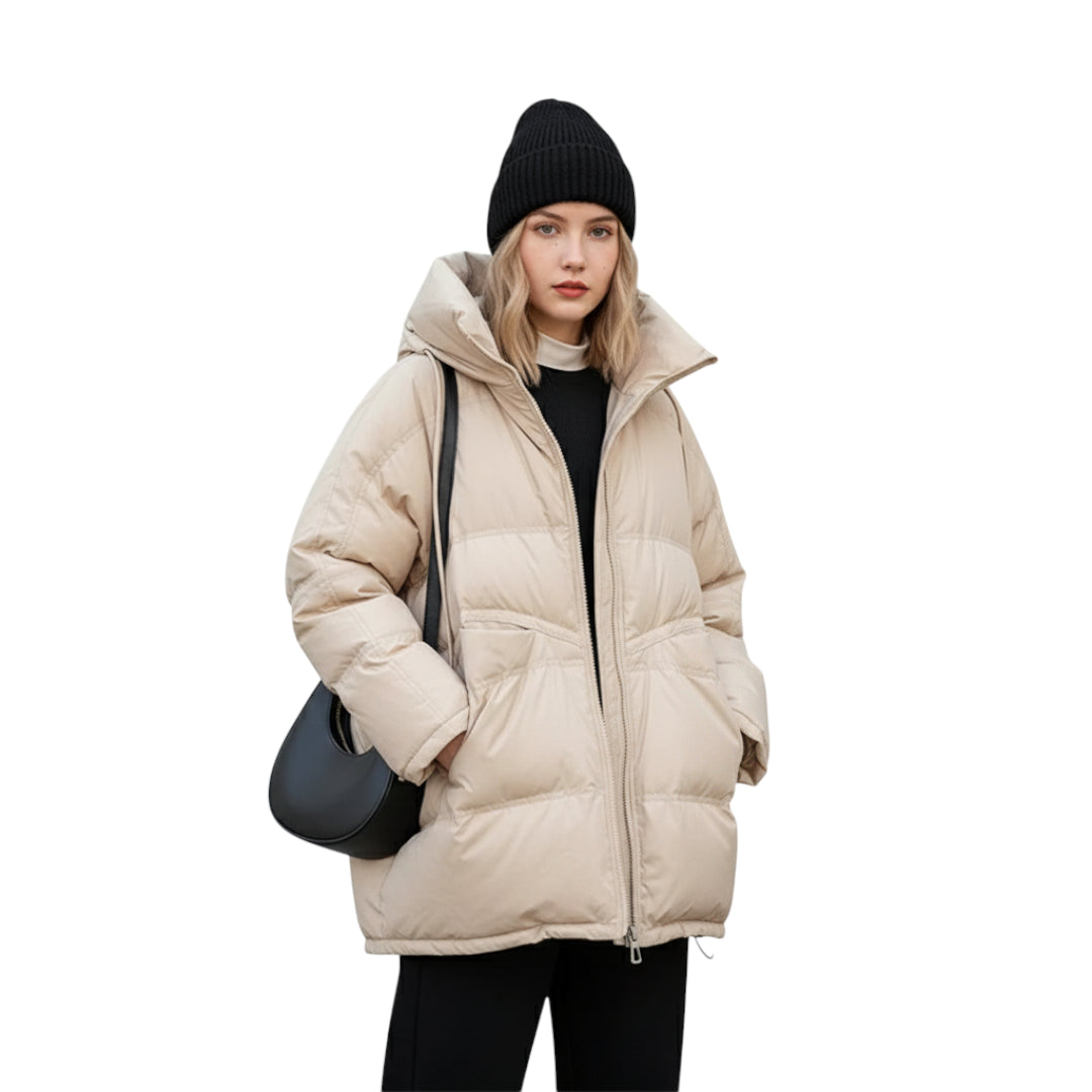 Dunjakke Dame Med Hette Lang Design For Vinterbruk
