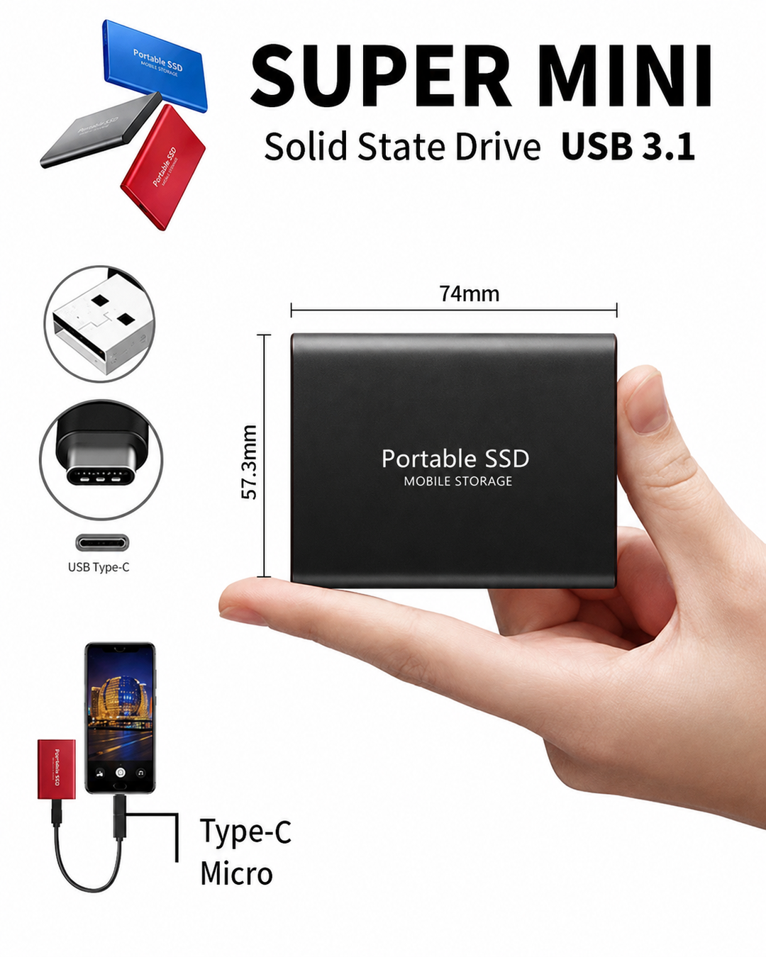 Ekstern SSD 128 TB Kompakt og Rask