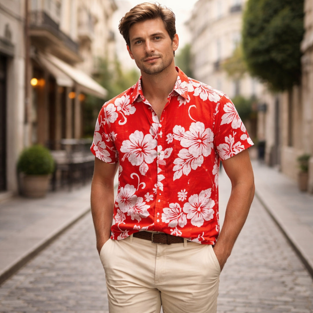 Herre Skjorte Blomsterprint Lett Stoff