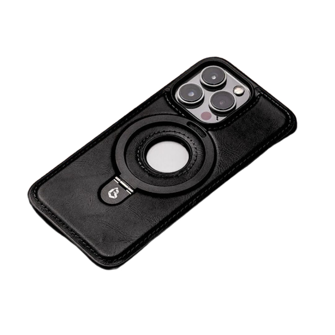 iPhone Lærdeksel med MagSafe for iPhone 14 Pro, 13, 12 og 11 - Slank Design med Kickstand og Militærgradet Beskyttelse 0