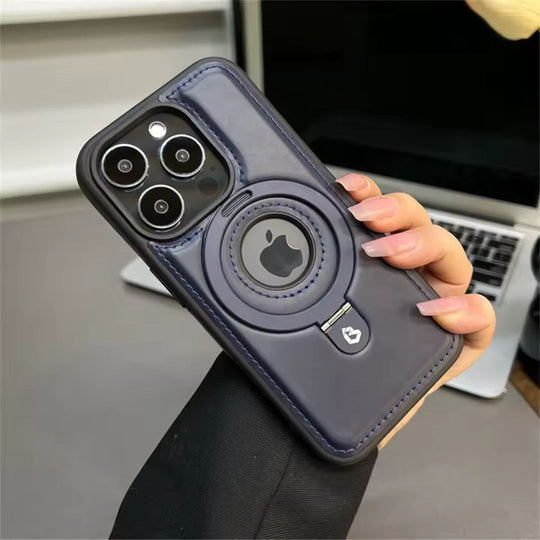 iPhone Lærdeksel med MagSafe for iPhone 14 Pro, 13, 12 og 11 - Slank Design med Kickstand og Militærgradet Beskyttelse 3