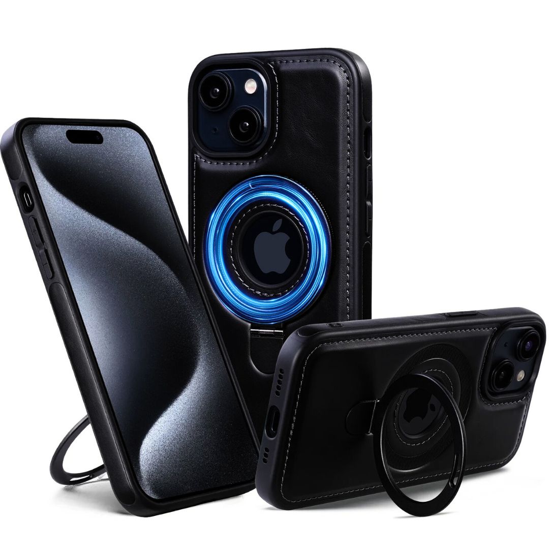 iPhone Lærdeksel med MagSafe for iPhone 14 Pro, 13, 12 og 11 - Slank Design med Kickstand og Militærgradet Beskyttelse 6