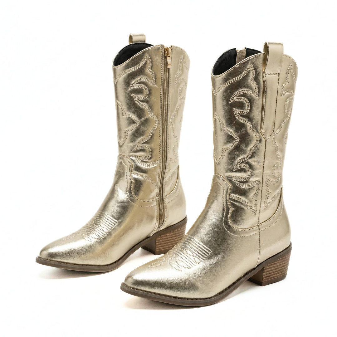 Kvinnelige Cowboystøvler Metallisk Design