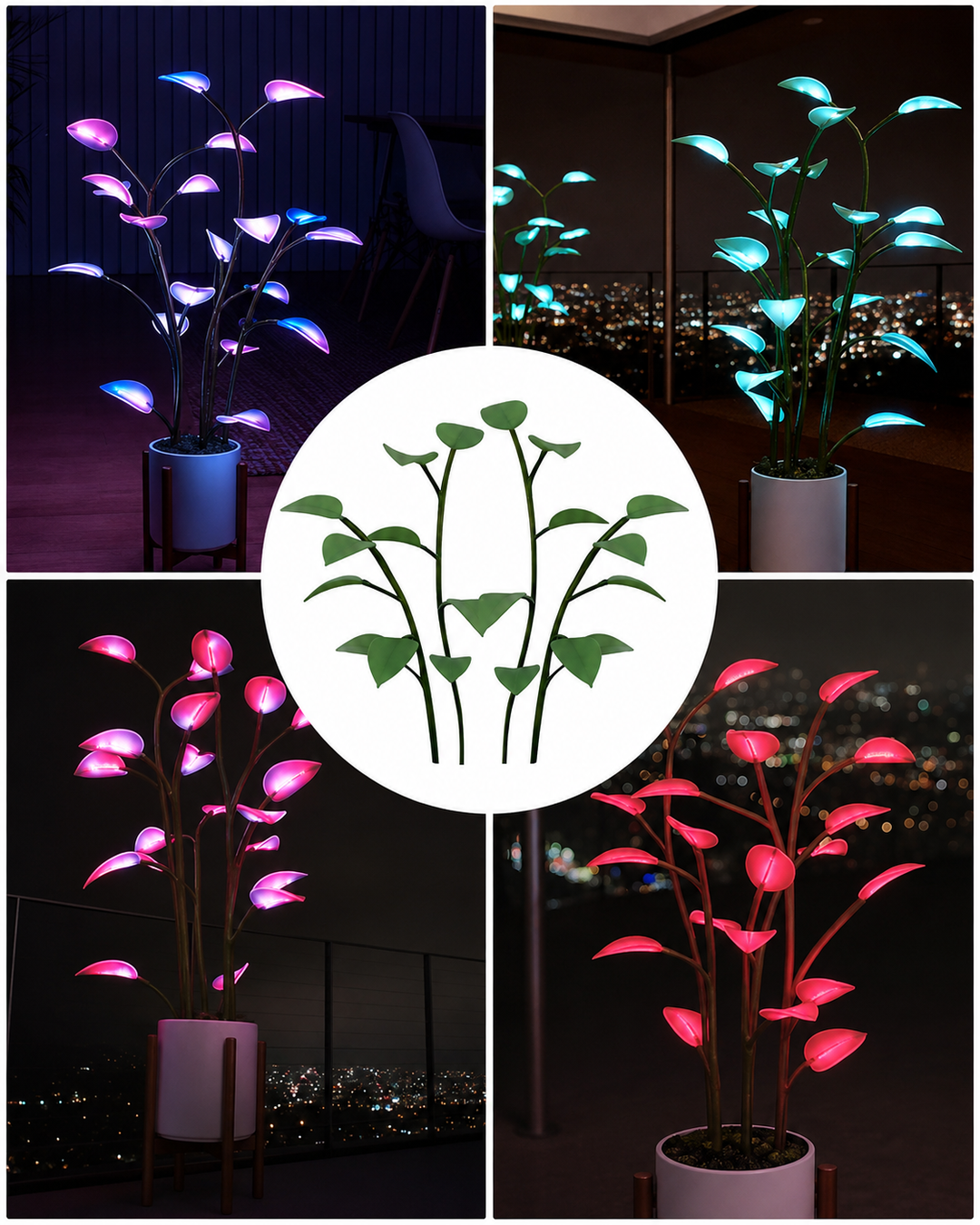 LED Lampe i Planteform med Fargeveksling