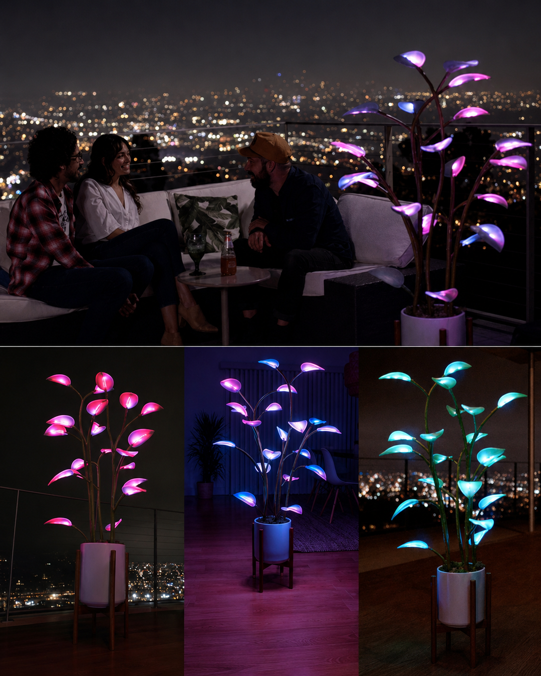 LED Lampe i Planteform med Fargeveksling