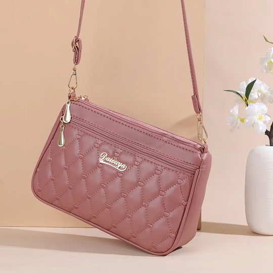 Brodert crossbody-veske i PU-lær for kvinner